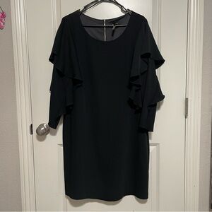 Laundry By Shelli Segal Black Ruffled Flutter Sleeve Dress